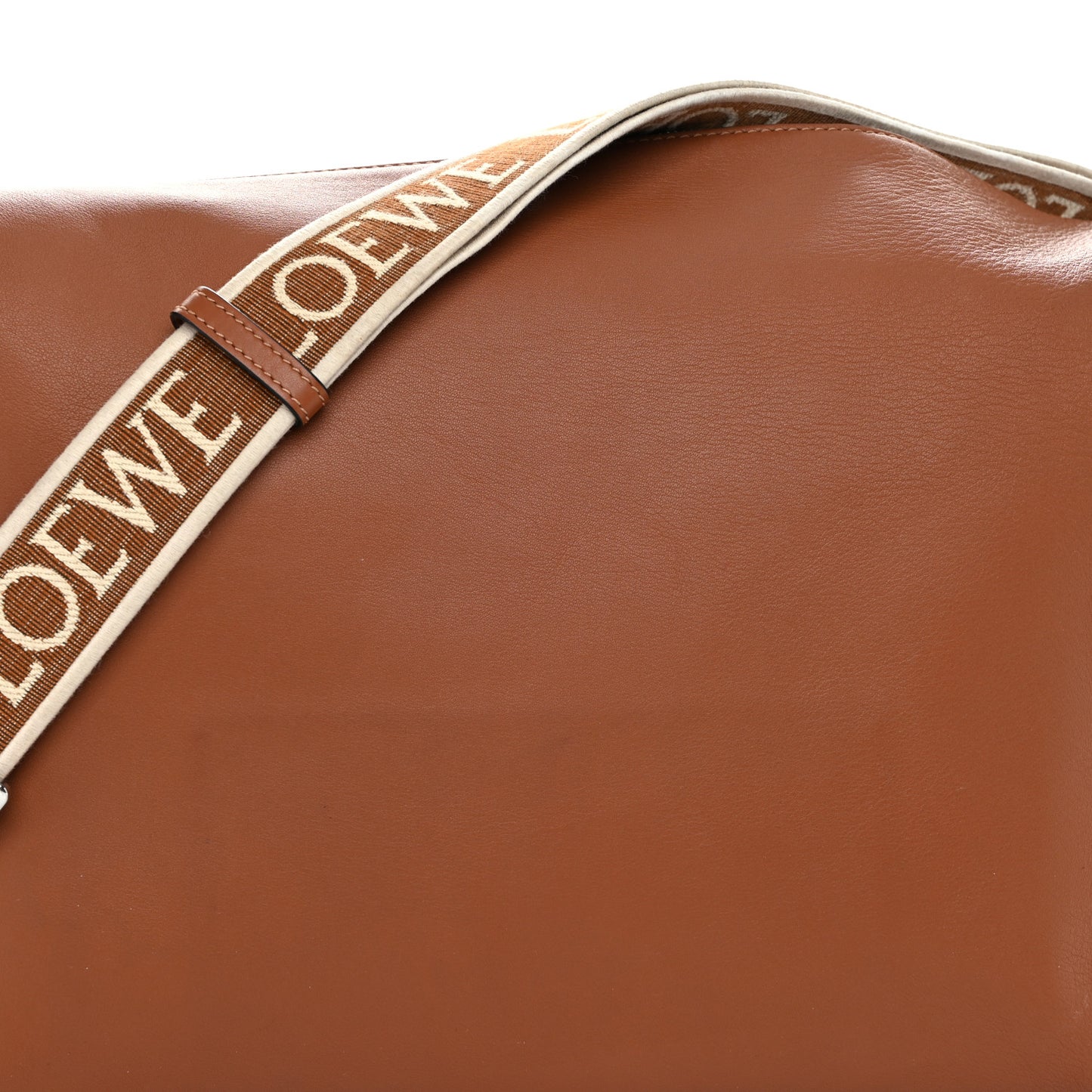Supple Smooth Calfskin Jacquard Cubi Crossbody Bag Tan