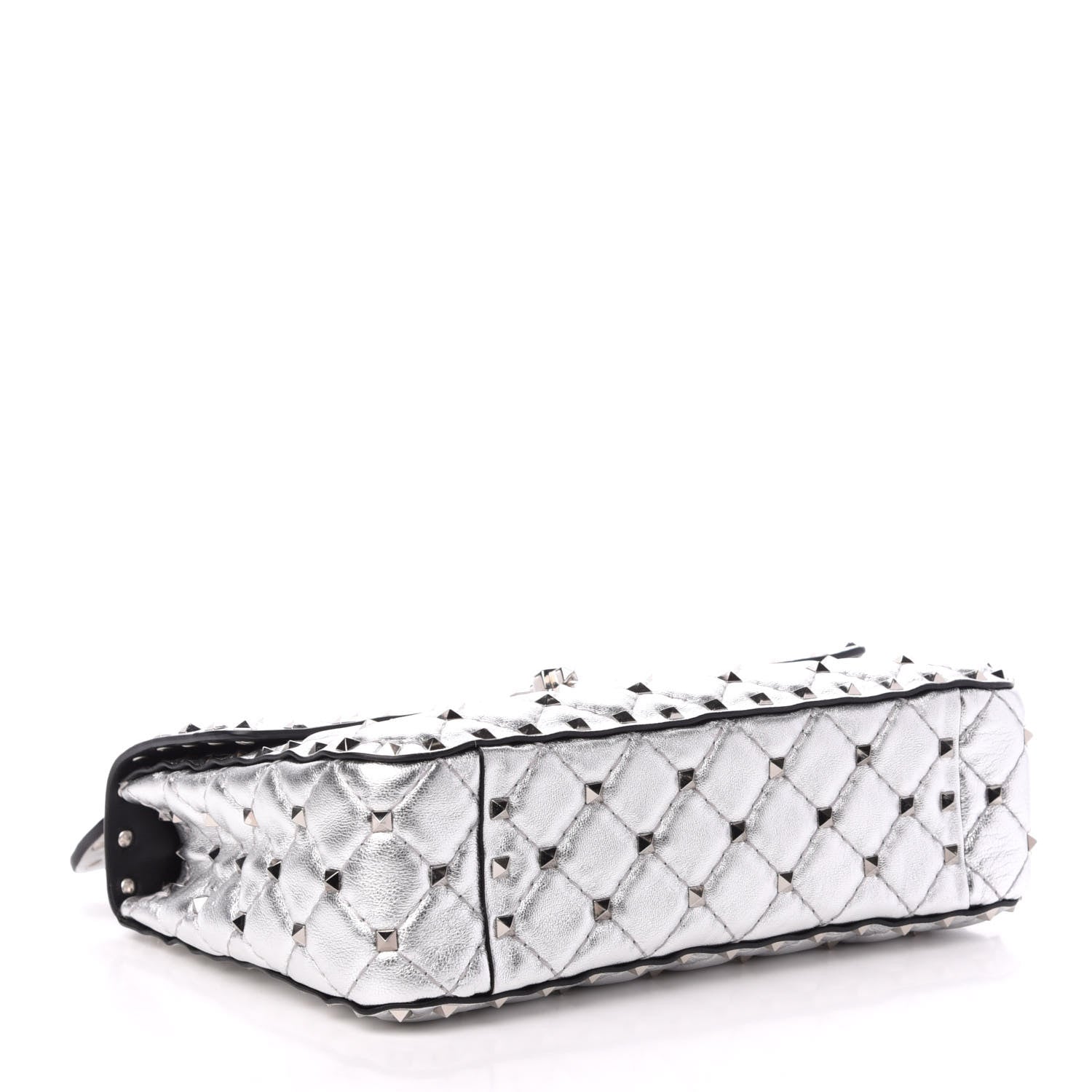 Valentino Garavani Metallic Nappa Medium Rockstud Spike Shoulder Bag Silver 5 of 10