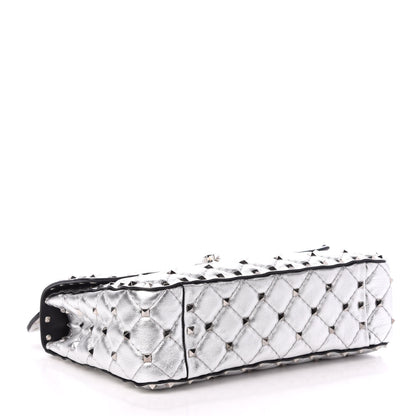 Valentino Garavani Metallic Nappa Medium Rockstud Spike Shoulder Bag Silver 5 of 10