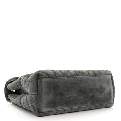 Saint Laurent Suede Y Quilted Monogram Medium Loulou Chain Satchel Storm 4 of 10