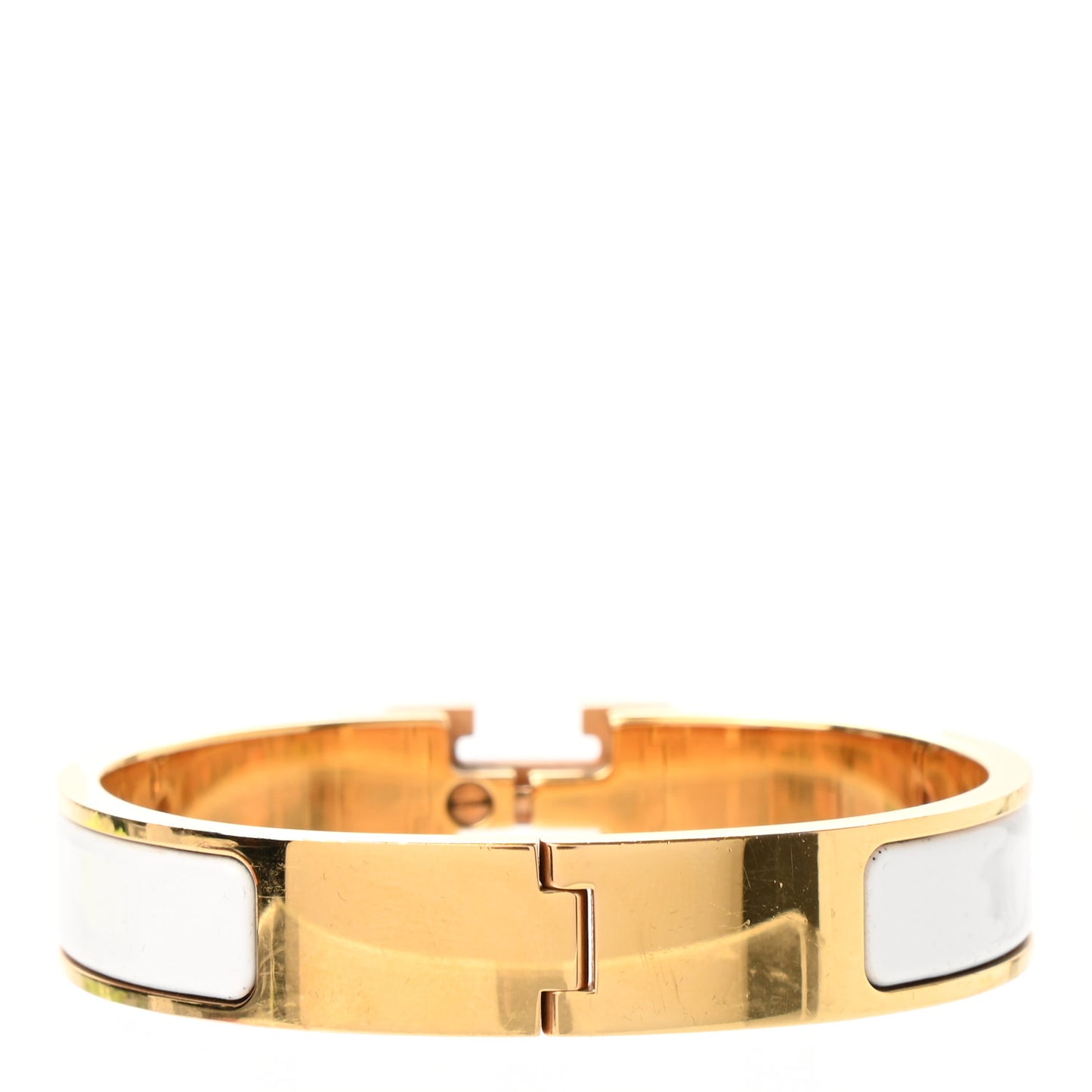 Enamel Narrow Clic Clac H Bracelet PM White