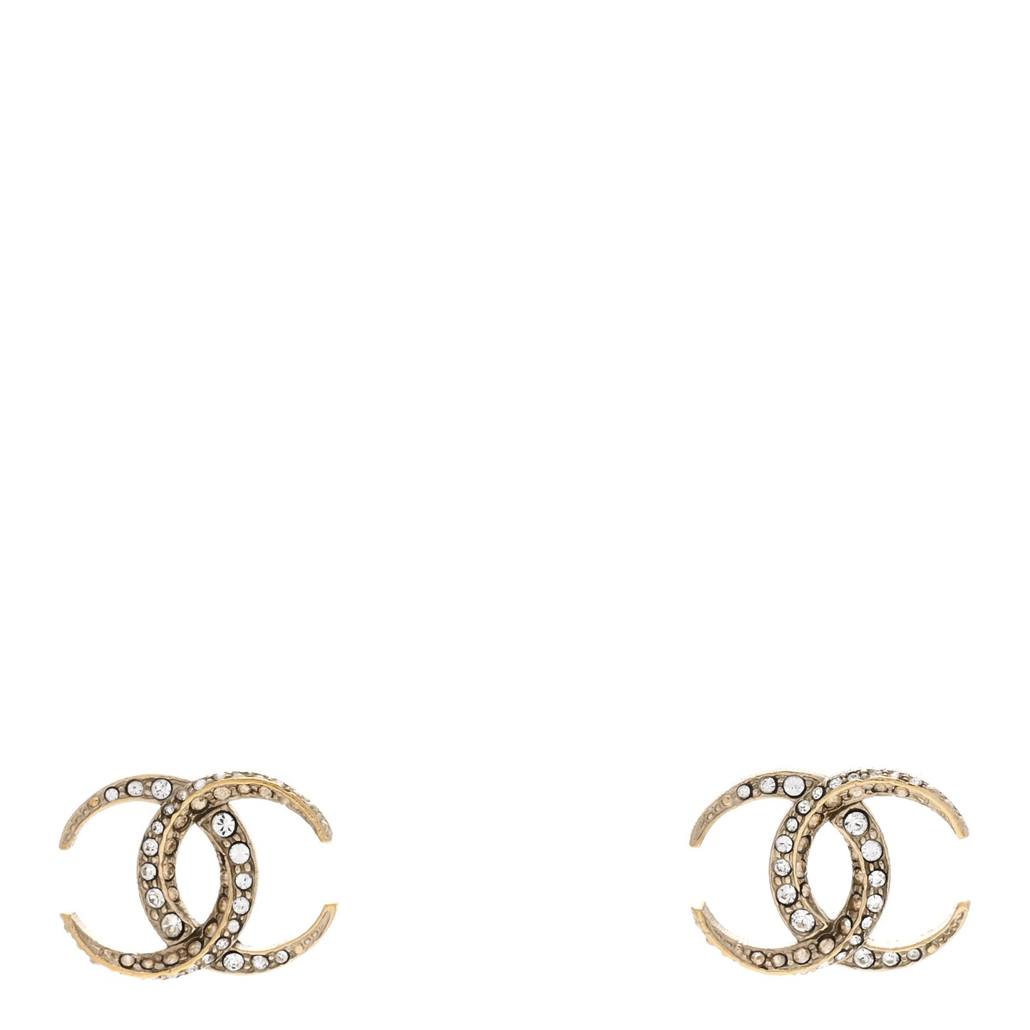 Crystal CC Moon Earrings Gold