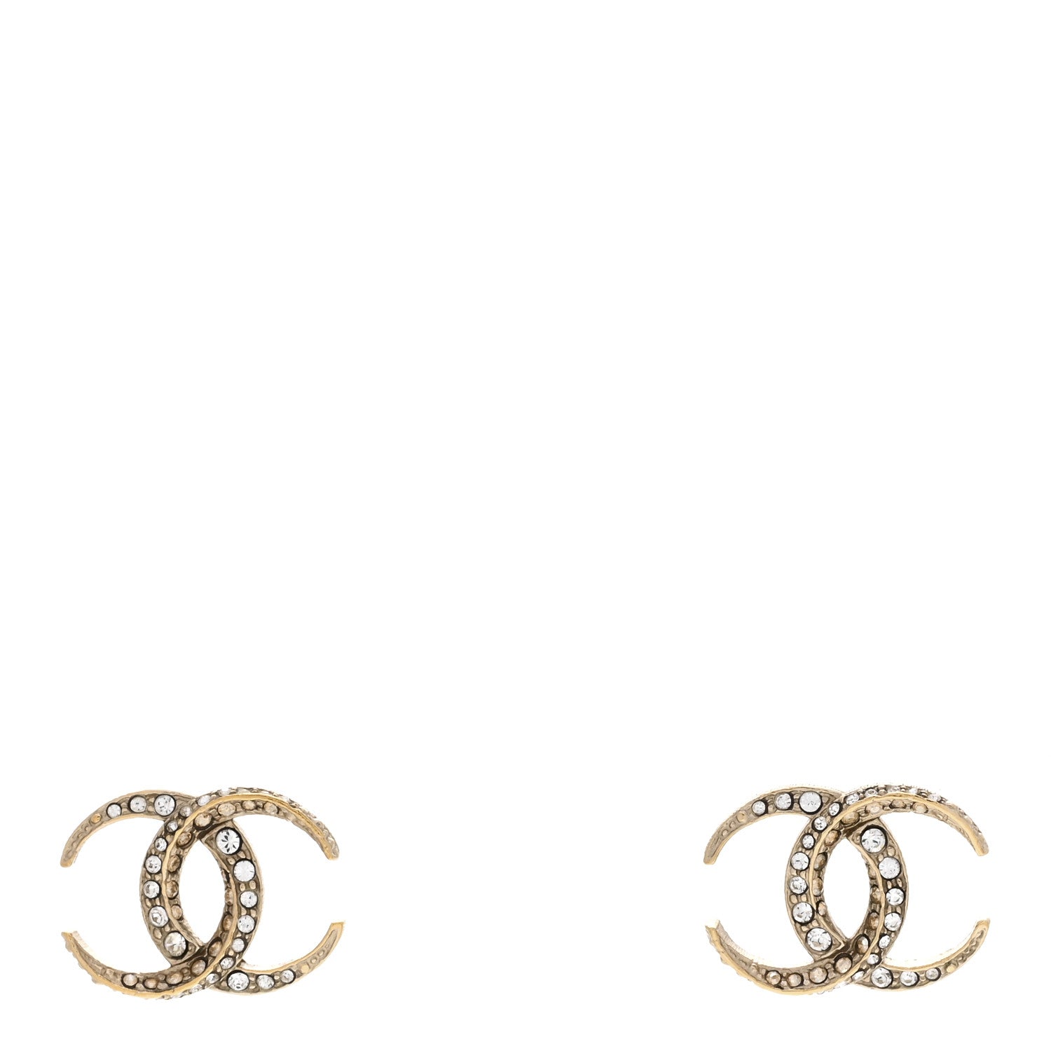 Chanel Crystal CC Moon Earrings Gold 1 of 4