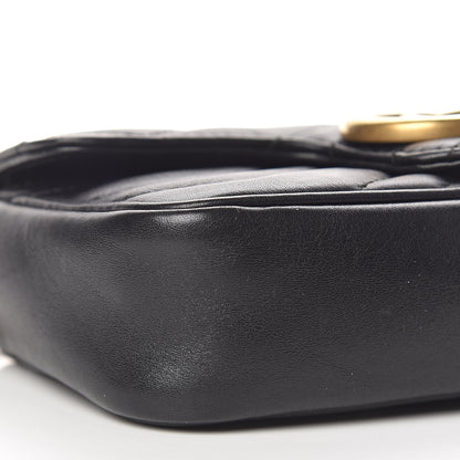 Gucci Calfskin Matelasse Super Mini GG Marmont Shoulder Bag Black 9 of 11