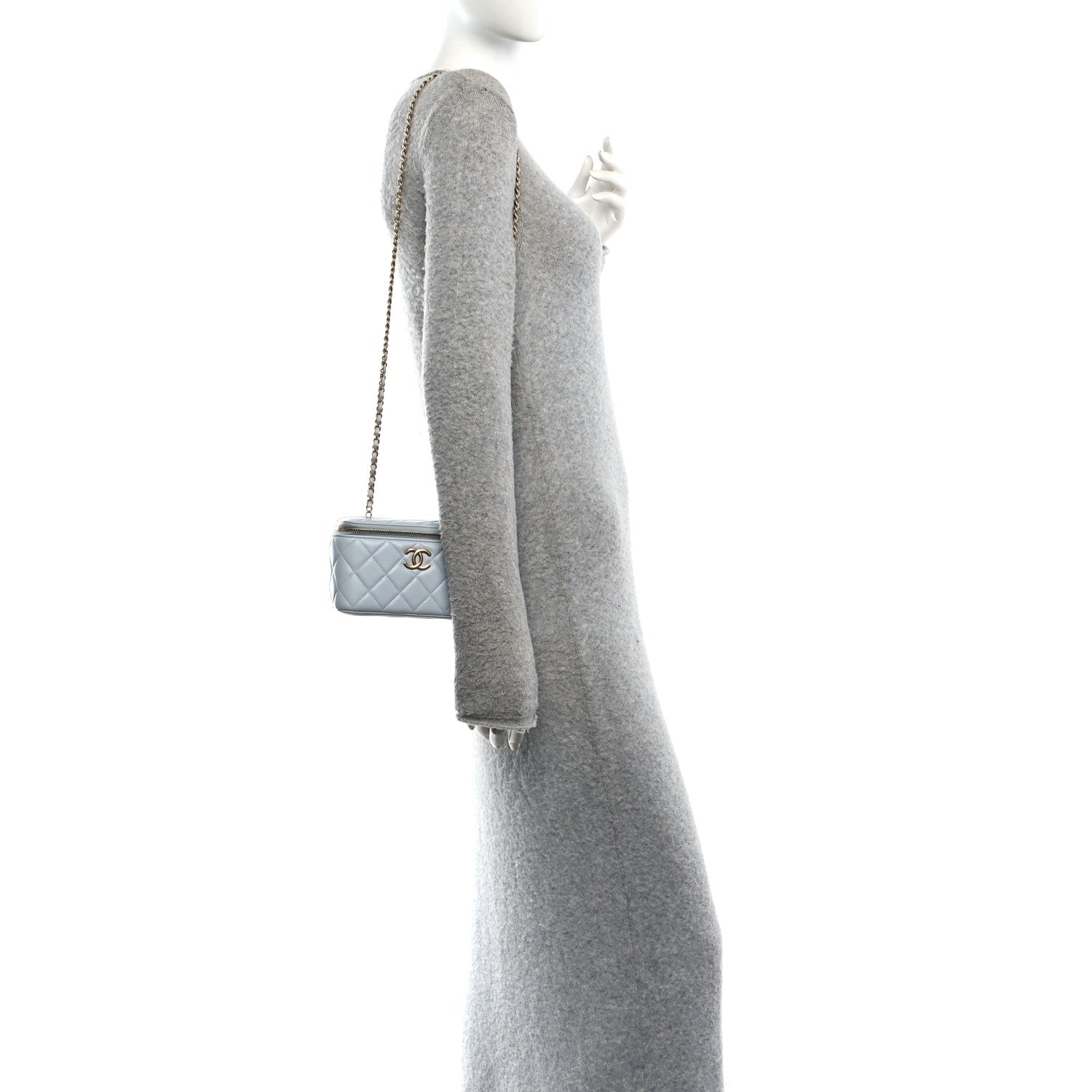Chanel Lambskin Quilted Small CC Vanity Case With Chain Light Blue 2 of 11