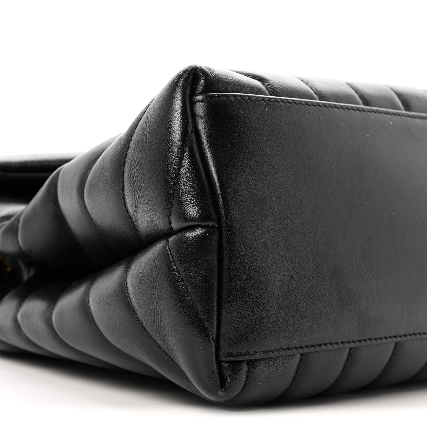 Calfskin Y Quilted Monogram Medium Loulou Chain Satchel Black