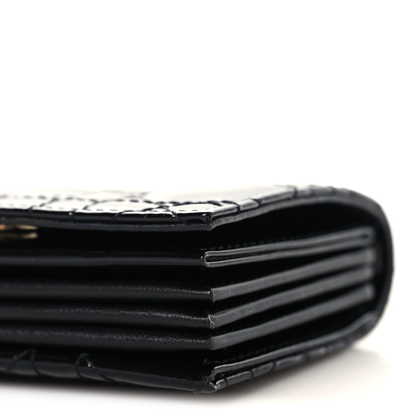 Patent Cannage Mini Pouch on Chain Black