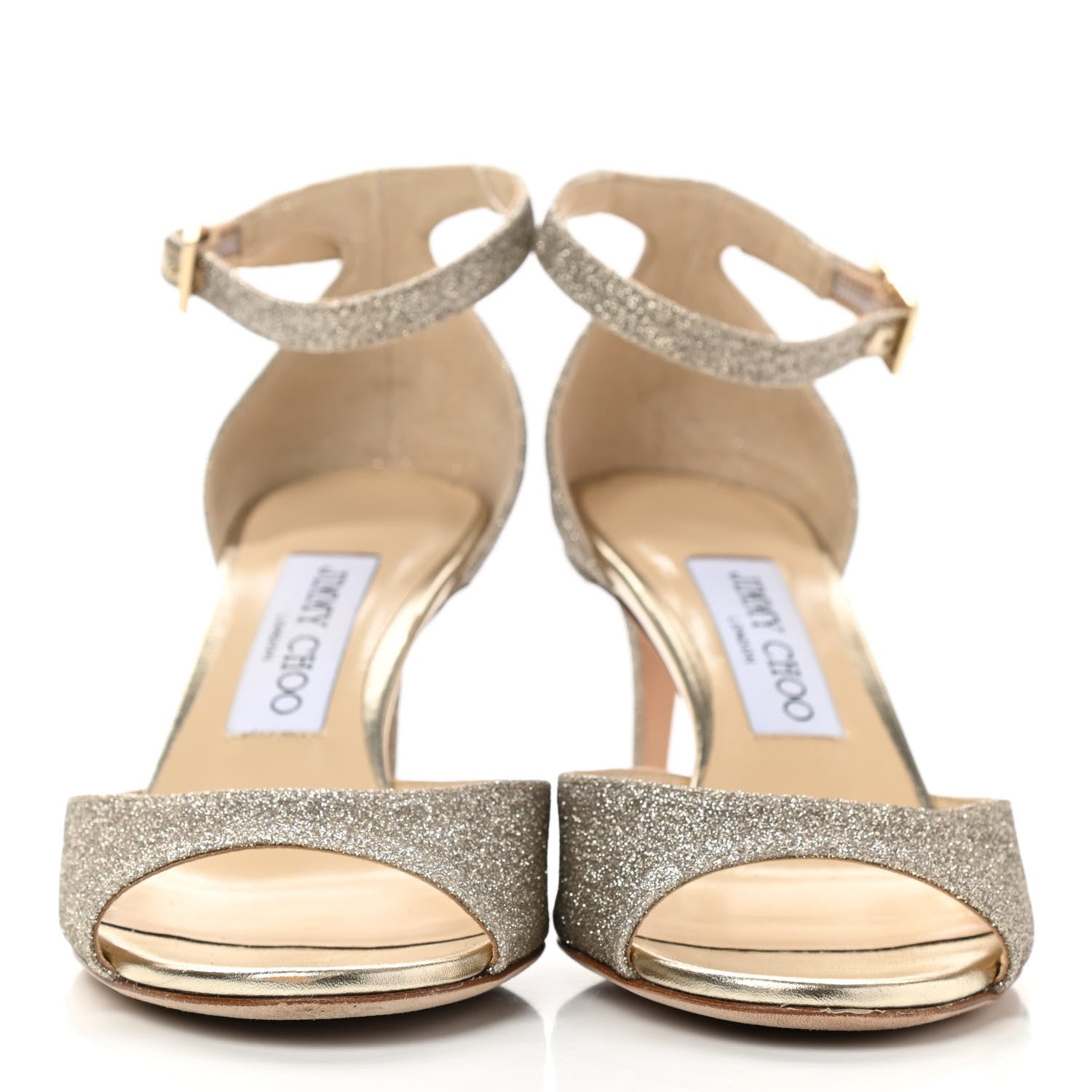 Jimmy Choo Glitter Ankle Strap Pumps 36 Gold 2 of 11