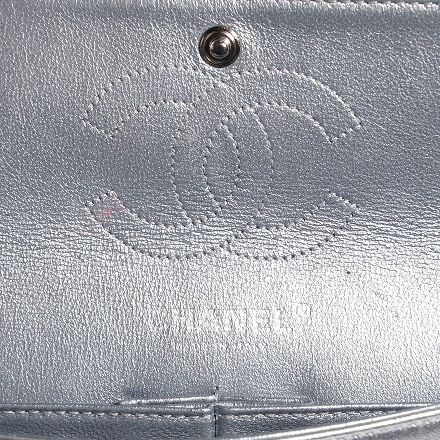 Lame Quilted Small Double Flap Metallic Silver