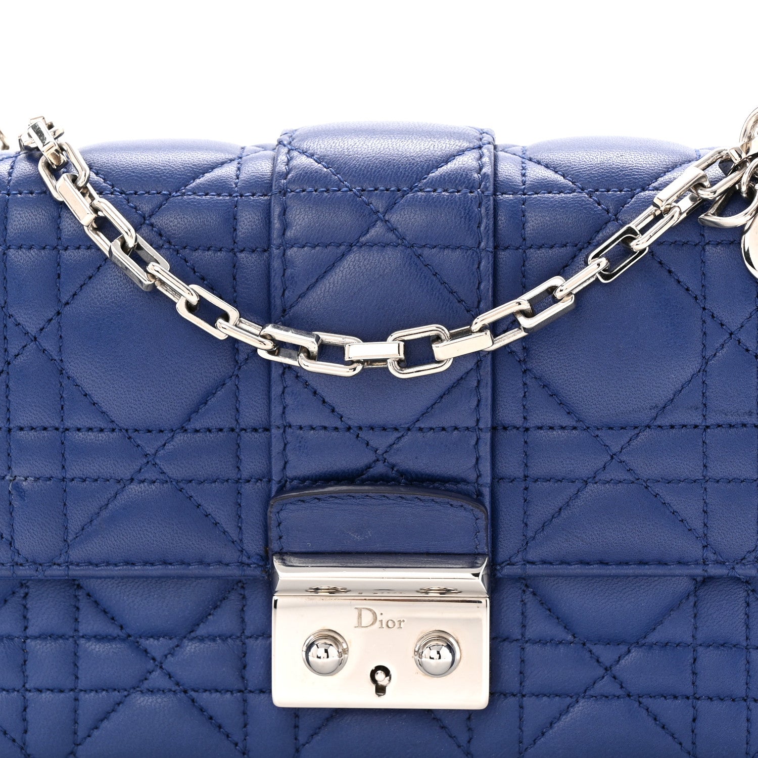 Christian Dior Lambskin Cannage Miss Dior Small Promenade Pouch Blue 8 of 10