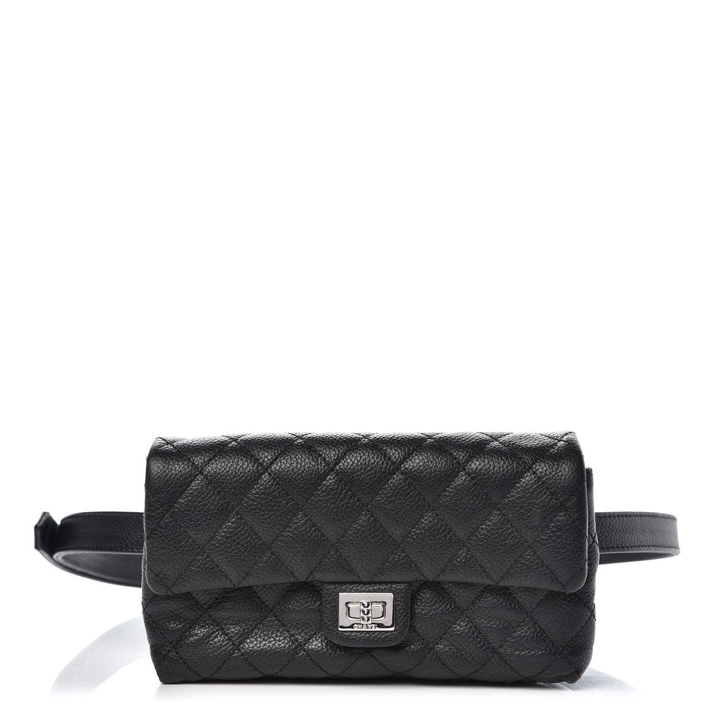 Grained Calfskin Quilted 2.55 Reissue Flap Belt Bag Clutch Black