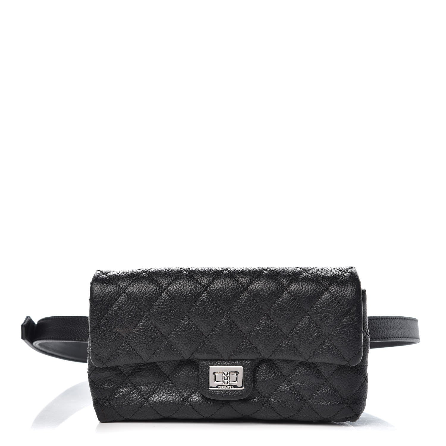 Chanel Grained Calfskin Quilted 2.55 Reissue Flap Belt Bag Clutch Black 1 of 7