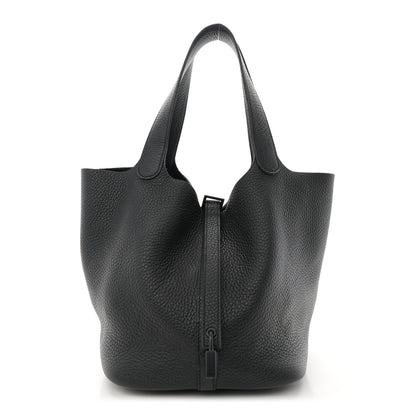 Hermes Taurillon Clemence Monochrome Picotin Lock 22 MM Black 1 of 11