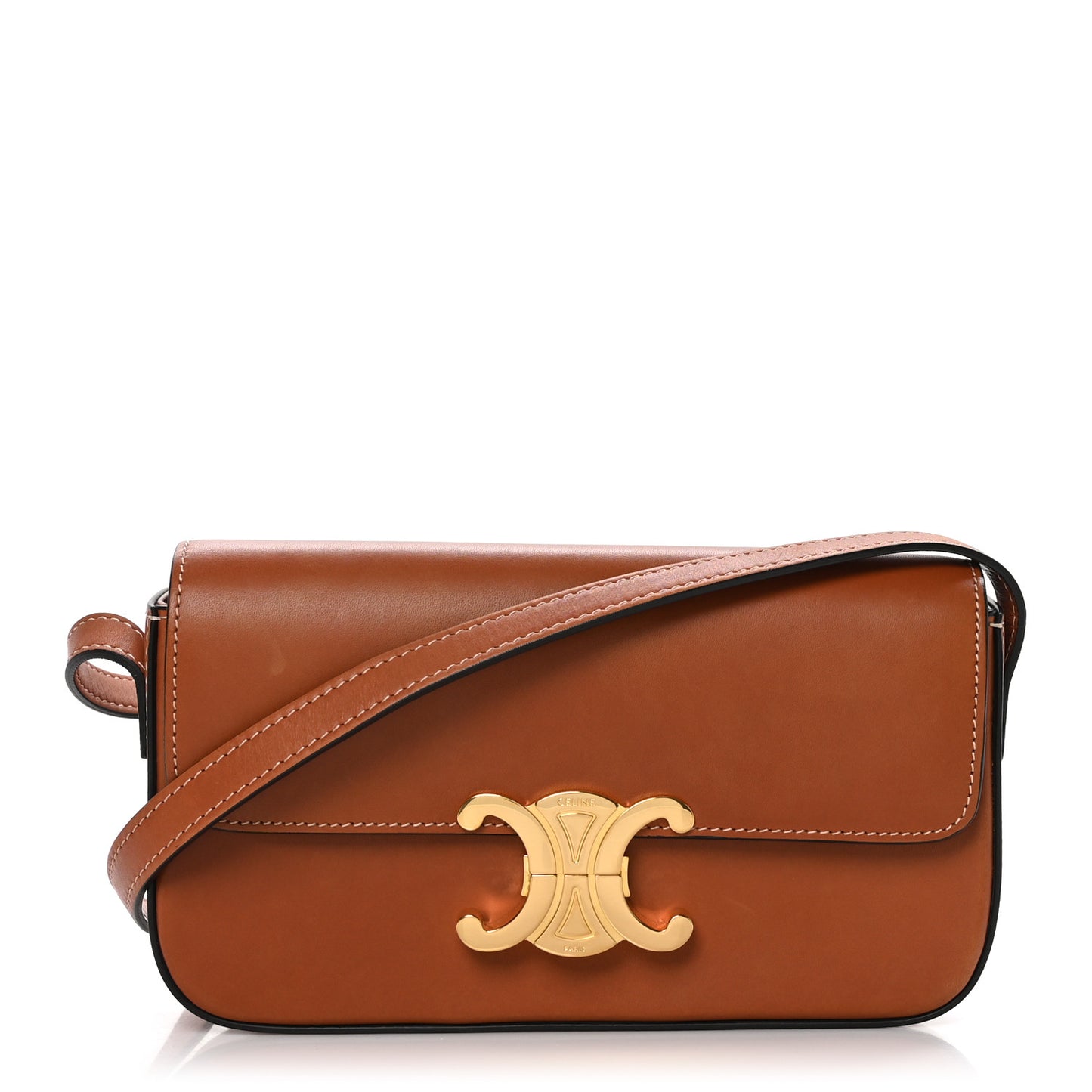 Natural Calfskin Triomphe Shoulder Bag Tan
