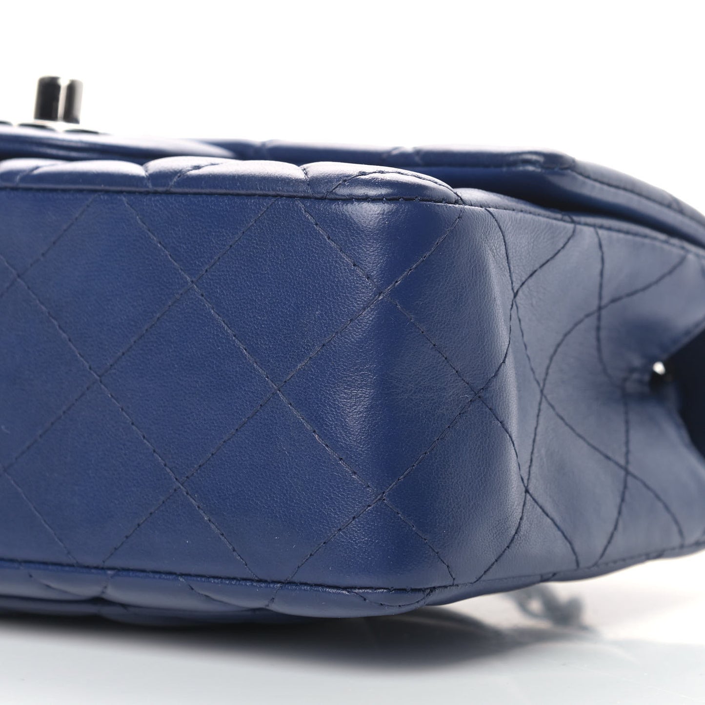 Lambskin Quilted Mini Rectangular Flap Dark Blue