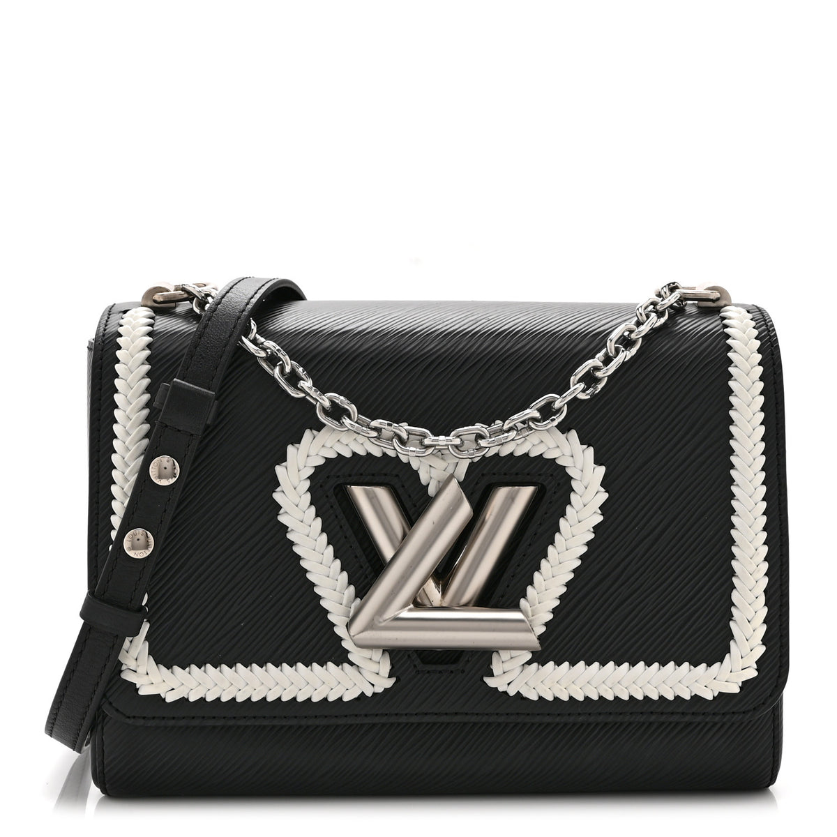 Epi Whipstitch Heart Twist Shoulder Bag MM Black