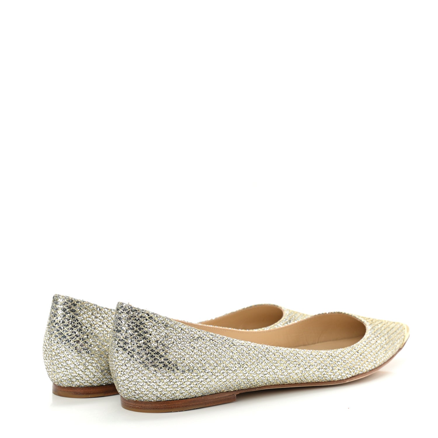 Jimmy Choo Glitter Alina Flats 39.5 Antique Gold 4 of 7
