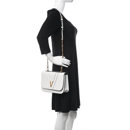 Versace Vitello Barocco Virtus Top Handle Shoulder Bag White 2 of 9