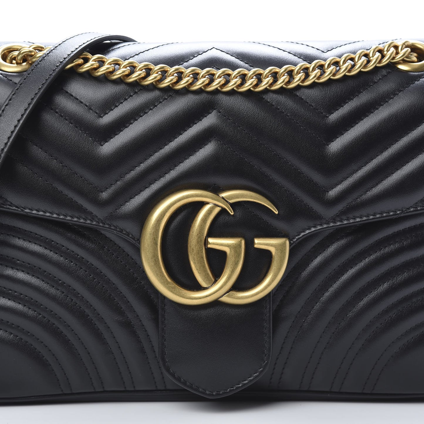 Calfskin Matelasse Medium GG Marmont Shoulder Bag Black