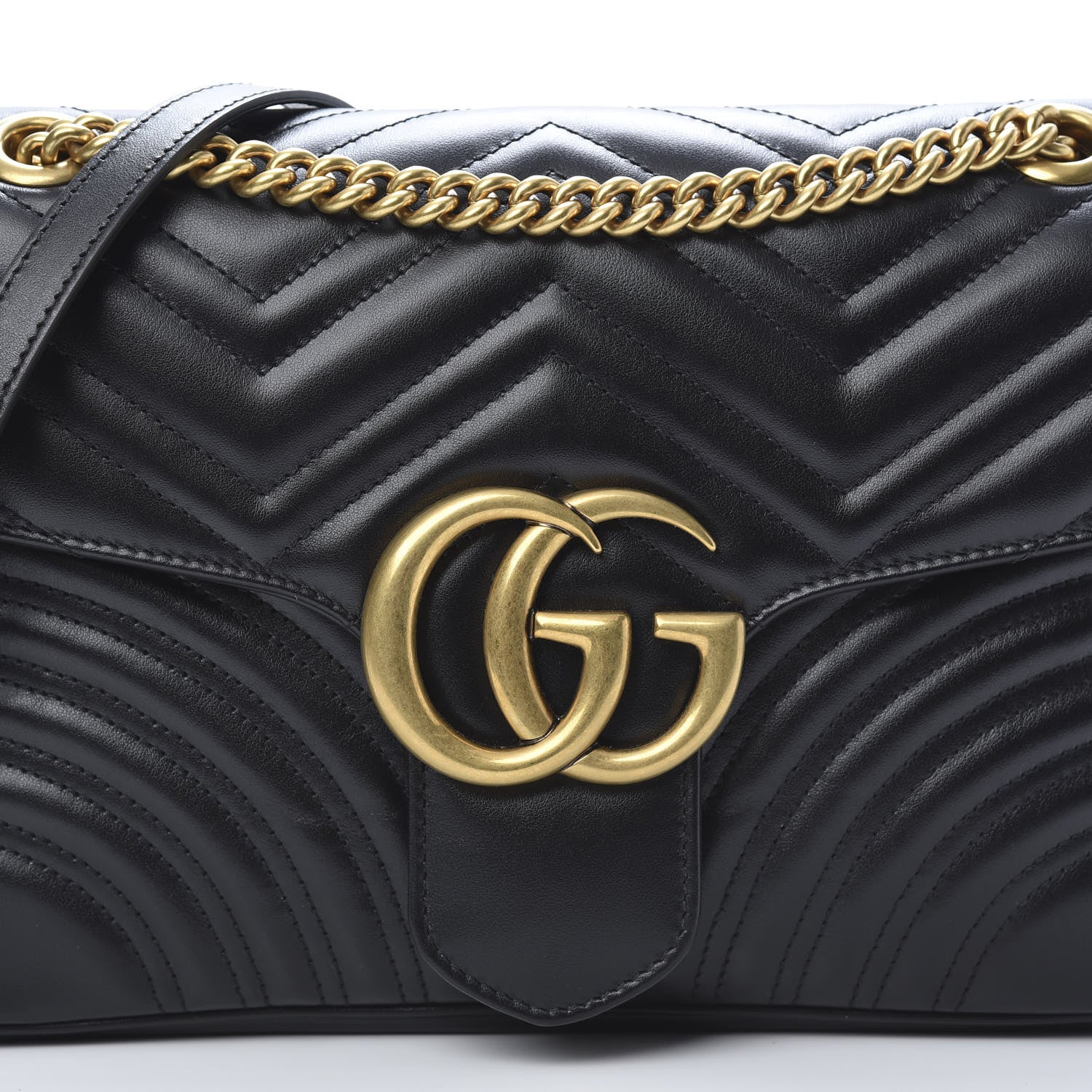 Gucci Calfskin Matelasse Medium GG Marmont Shoulder Bag Black 8 of 11