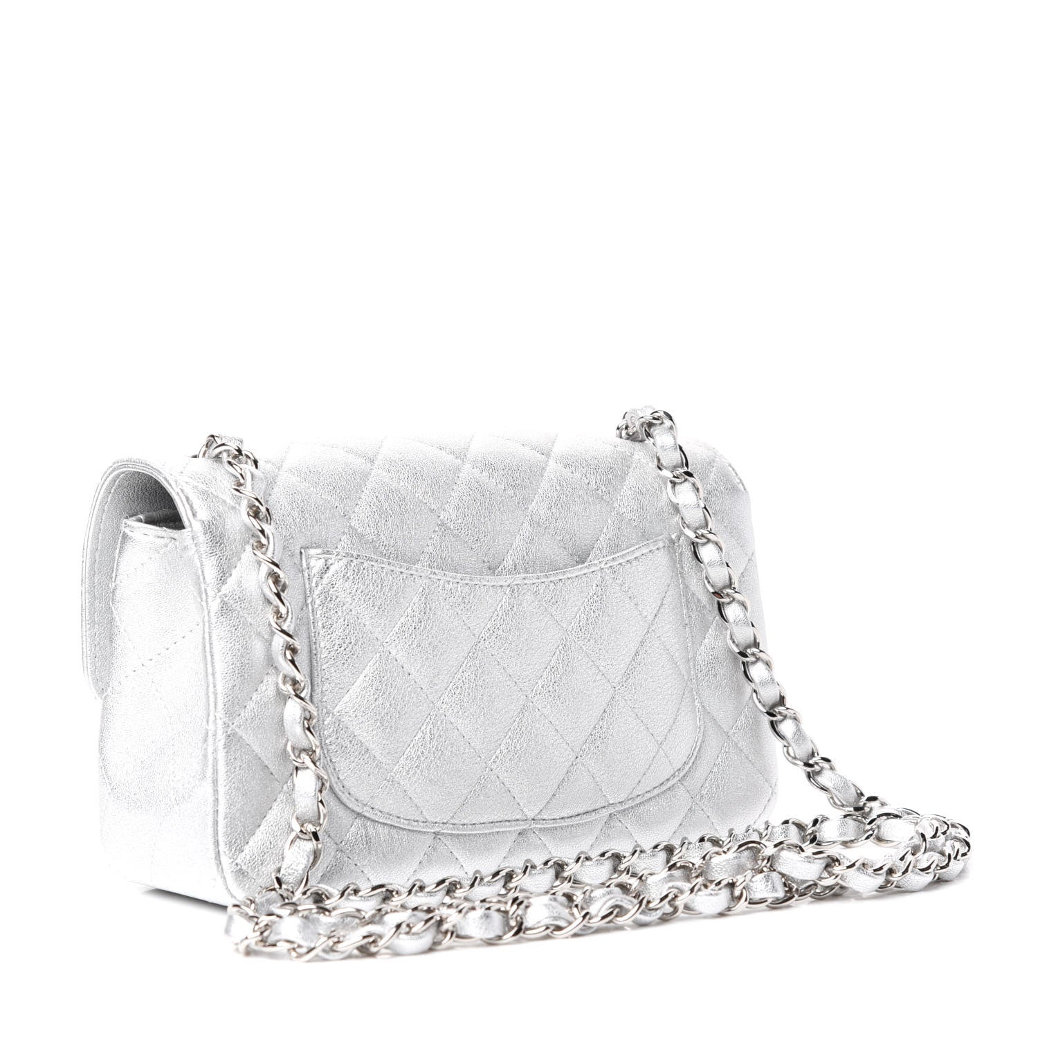 Chanel Metallic Lambskin Quilted Mini Rectangular Flap Silver 2 of 9