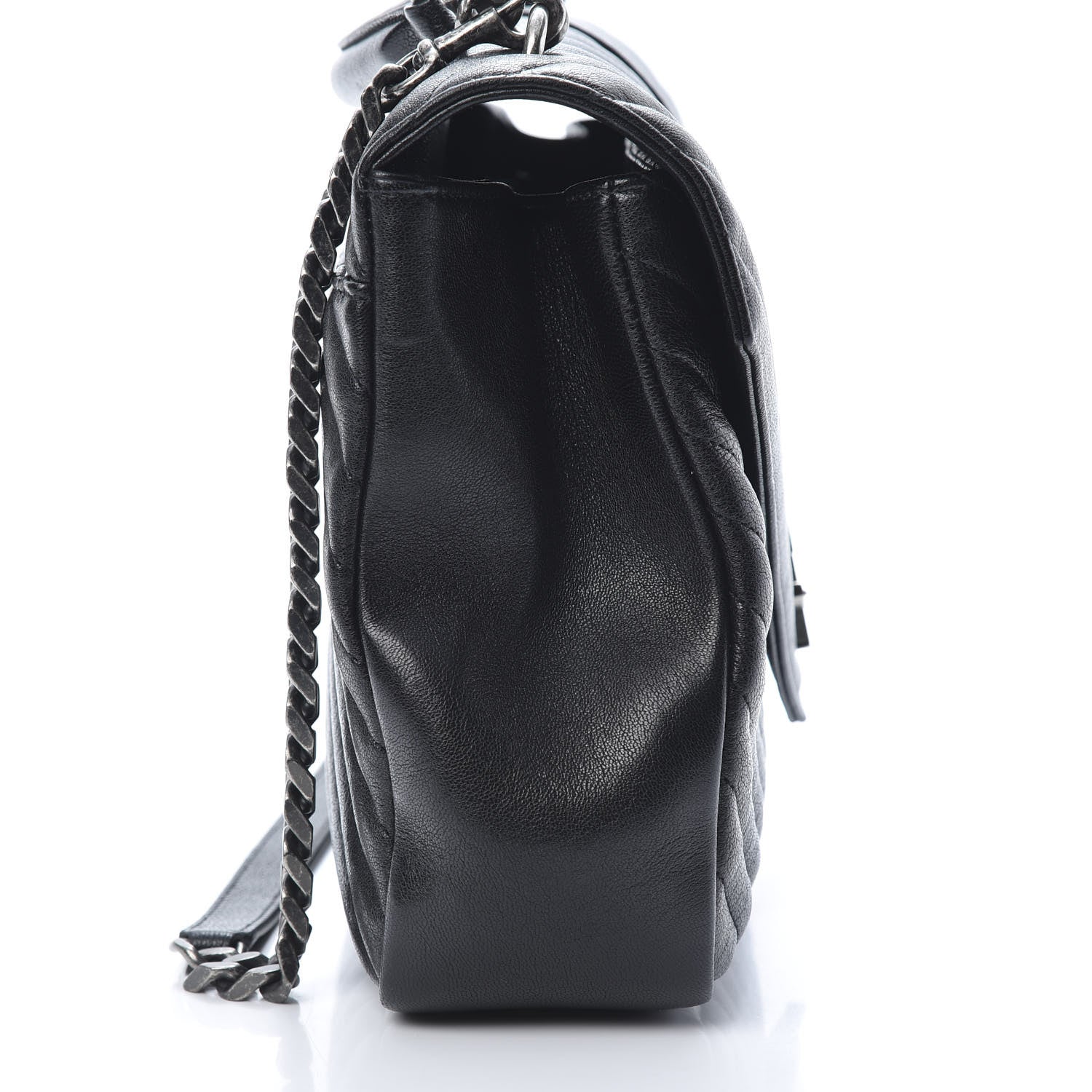 Saint Laurent Sheepskin Matelasse Chevron Monogram Large College Satchel Black 12 of 13