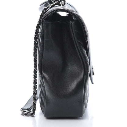 Saint Laurent Sheepskin Matelasse Chevron Monogram Large College Satchel Black 12 of 13
