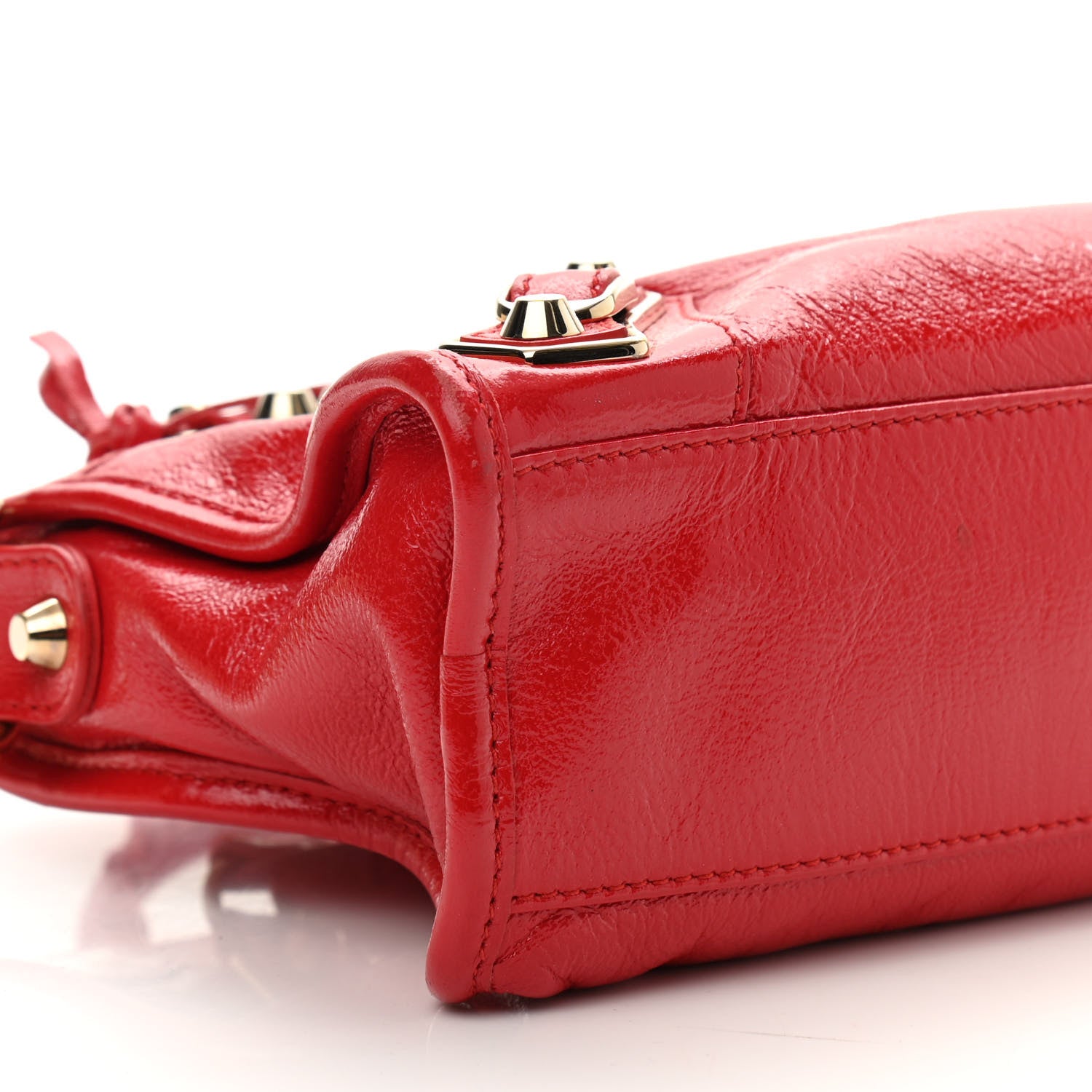 Balenciaga Chevre Gold Metallic Edge Hardware Mini City Rouge Grenade 8 of 11