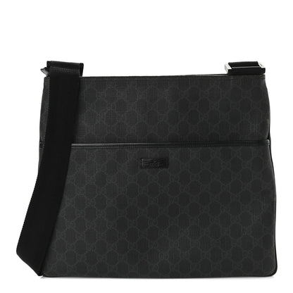 Gucci GG Plus Monogram Medium Flat Messenger Bag Black 1 of 9