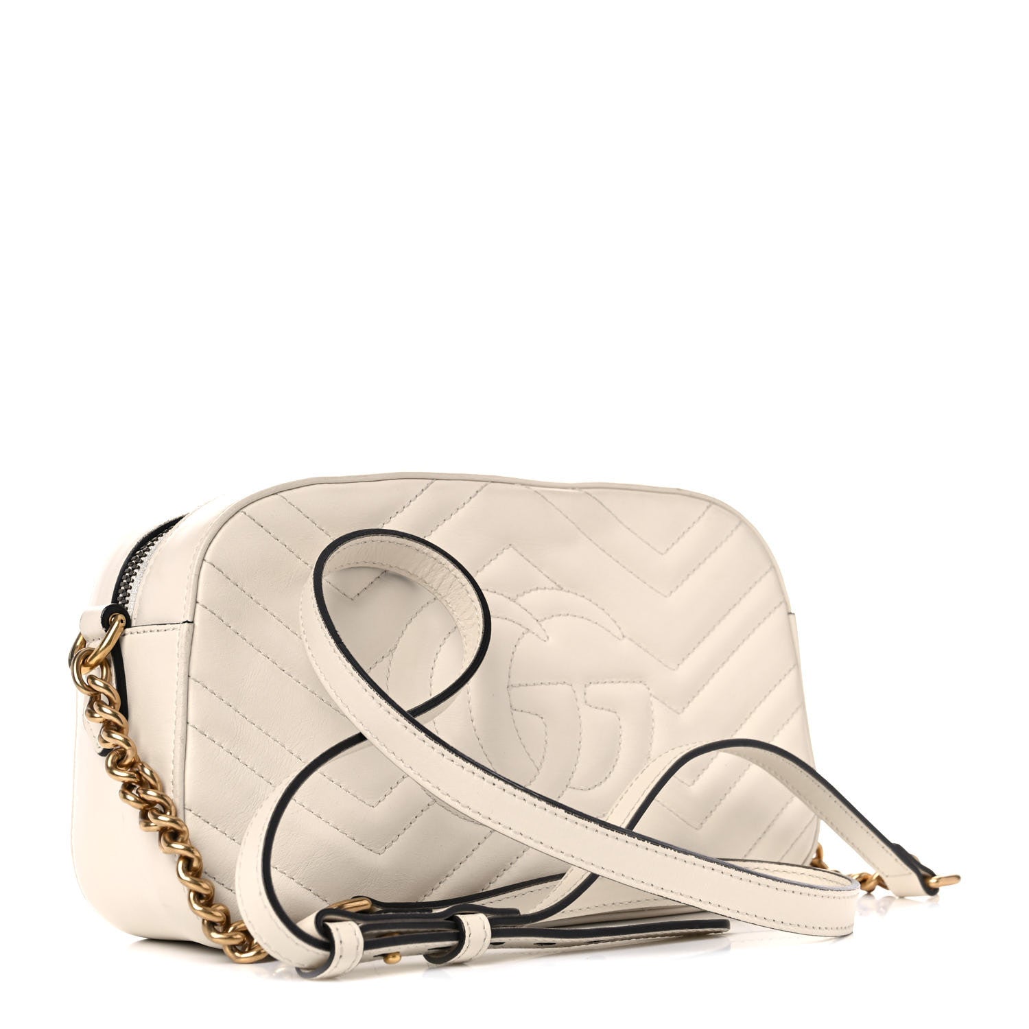 Gucci Calfskin Matelasse Animal Studs Small GG Marmont Chain Shoulder Bag White 2 of 17