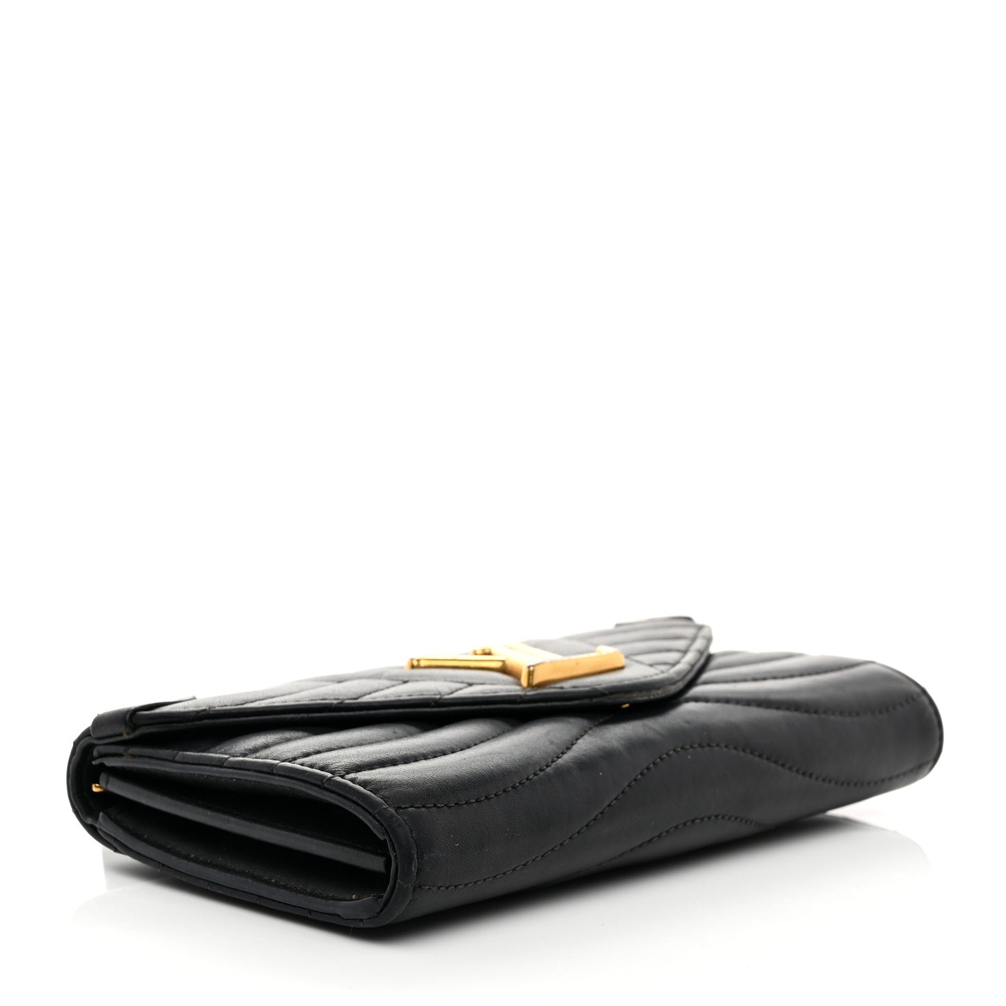 Calfskin New Wave Long Wallet Black