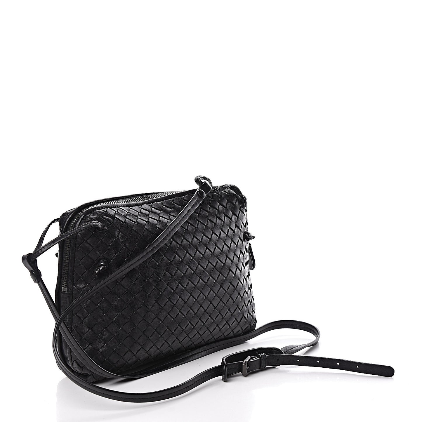 Nappa Intrecciato Pillow Crossbody Messenger Black