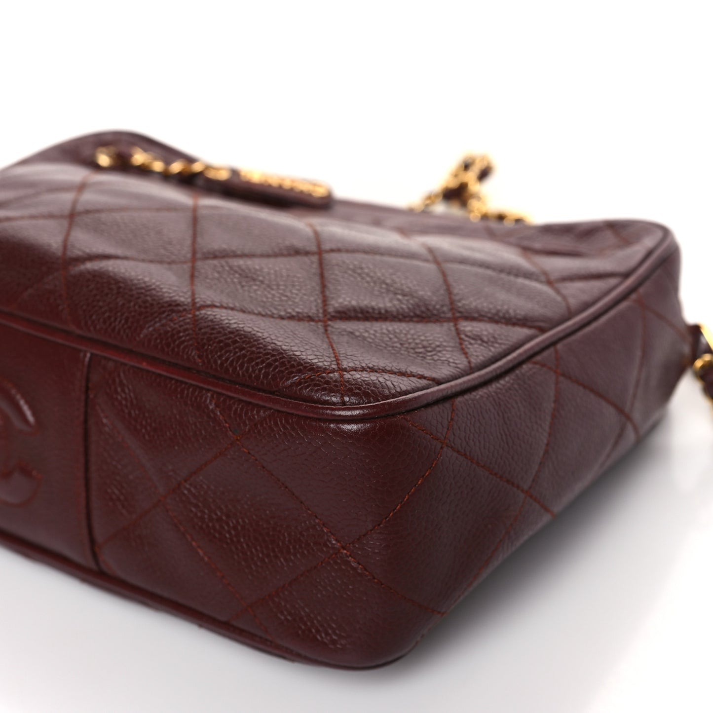 Caviar Quilted Camera Case Burgundy