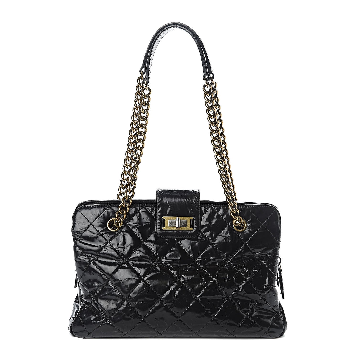 Chanel Glazed Crackled Calfskin Small Reissue Tote Black 1 of 11