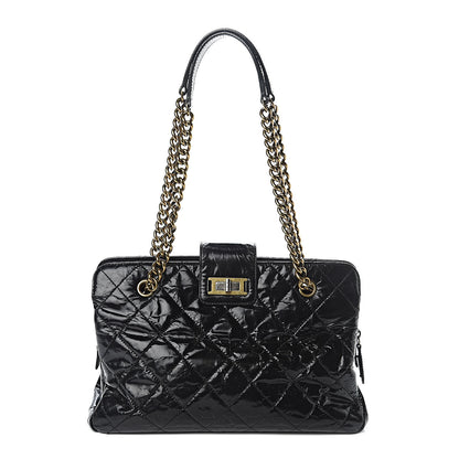 Chanel Glazed Crackled Calfskin Small Reissue Tote Black 1 of 11