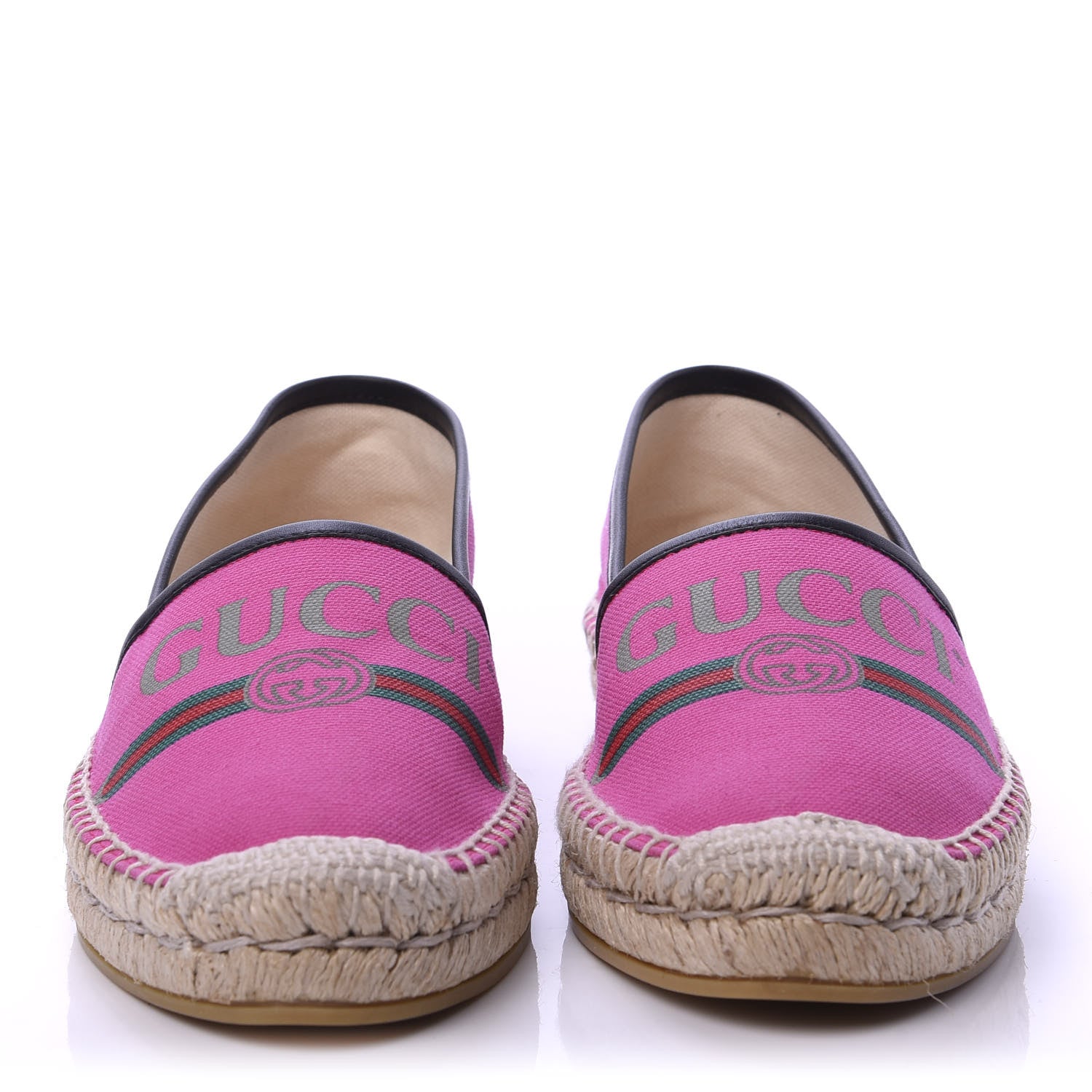 Gucci Canvas Logo Espadrilles 38 Cyclamen Rose Black 2 of 9