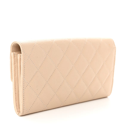 Chanel Caviar Quilted Large Golden Class Gusset Flap Wallet Beige 3 of 13