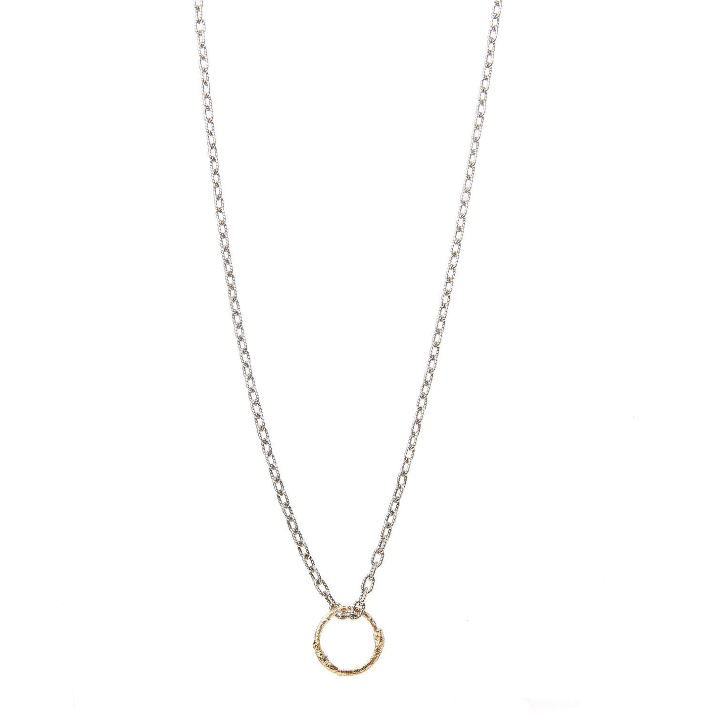 Sterling Silver 18K Yellow Gold Ouroboros Snake Ring Necklace