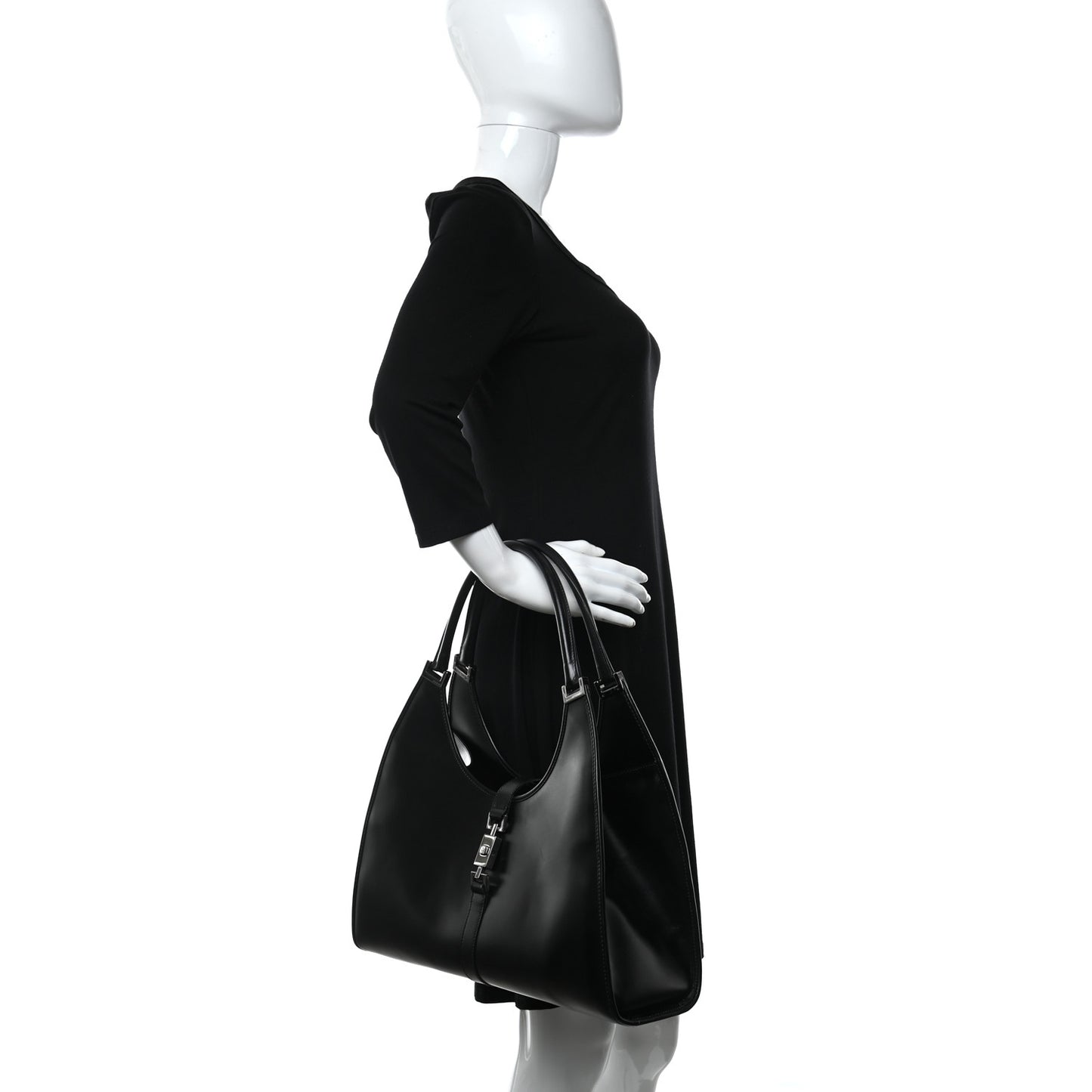 Calfskin Bardot Hobo Black