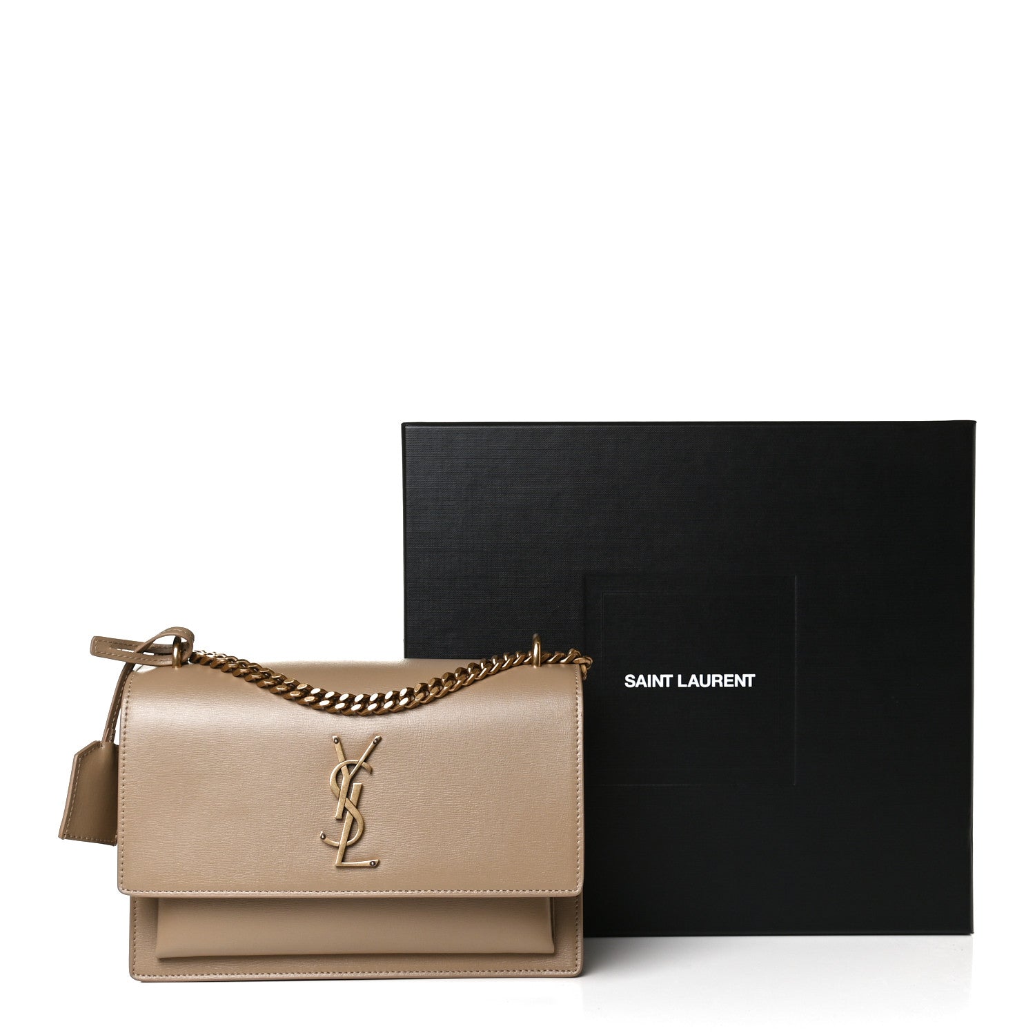 Saint Laurent Calfskin Medium Monogram Sunset Dark Beige 14 of 14