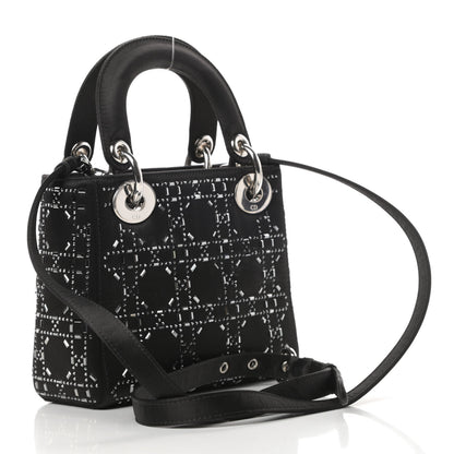 Christian Dior Satin Crystal Cannage Mini Lady Dior Black 3 of 12