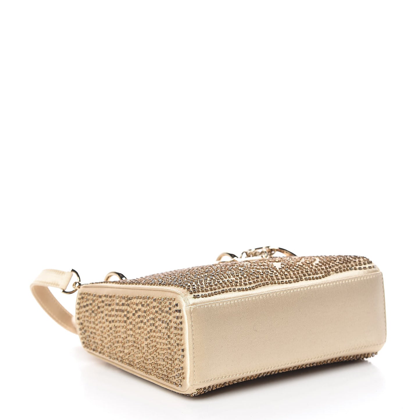Satin Beaded Mini Lady Dior Gold