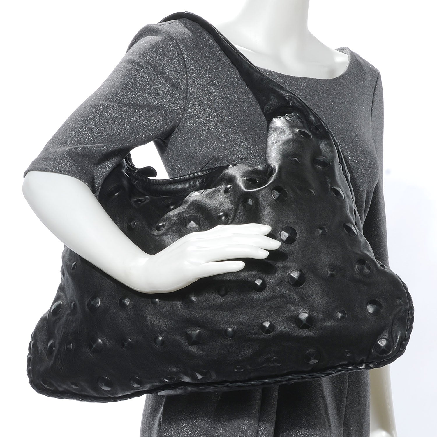 Bottega Veneta Nappa Intrecciato Studded Hobo Nero 2 of 7