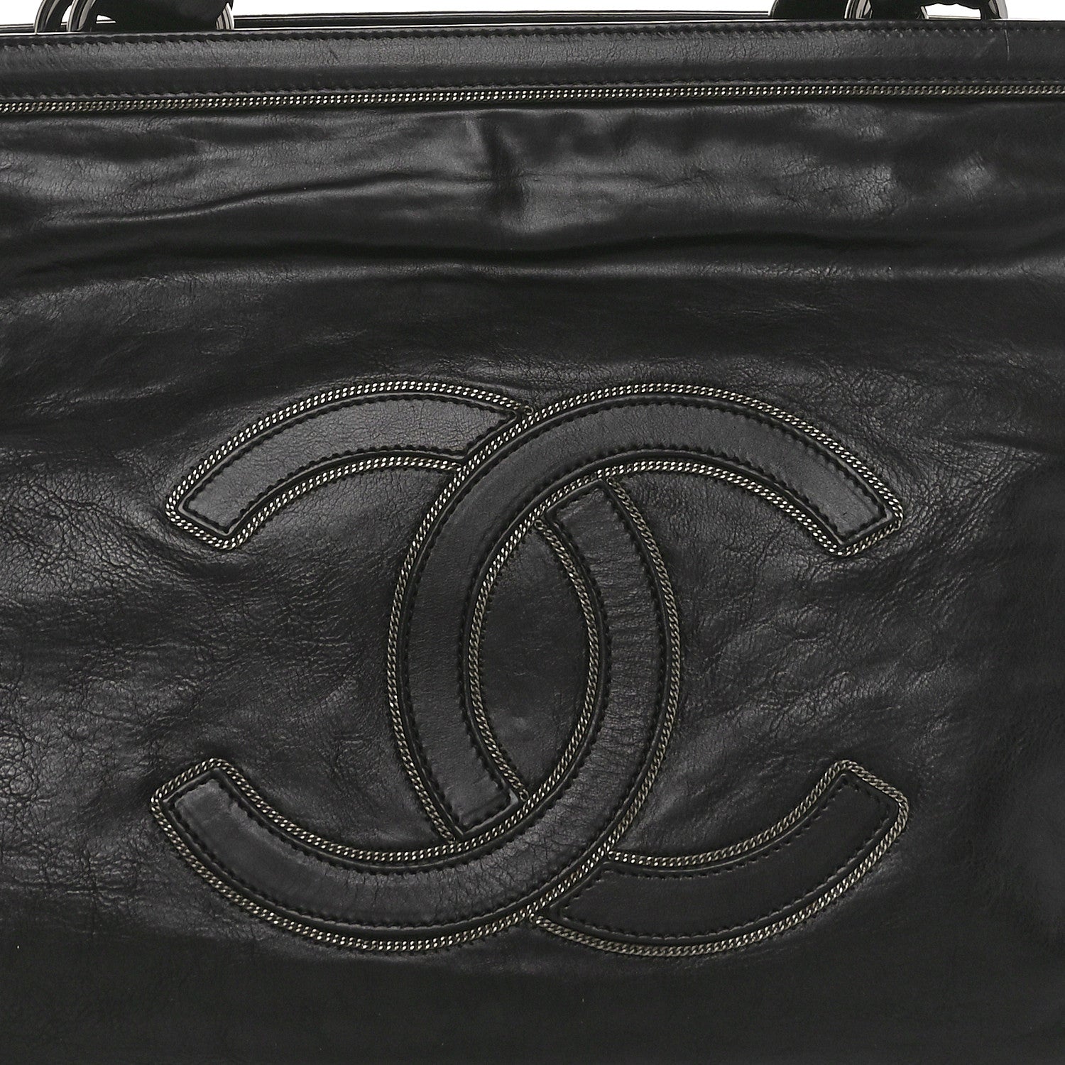 Chanel Lambskin East West Soho Shopper Black 8 of 10