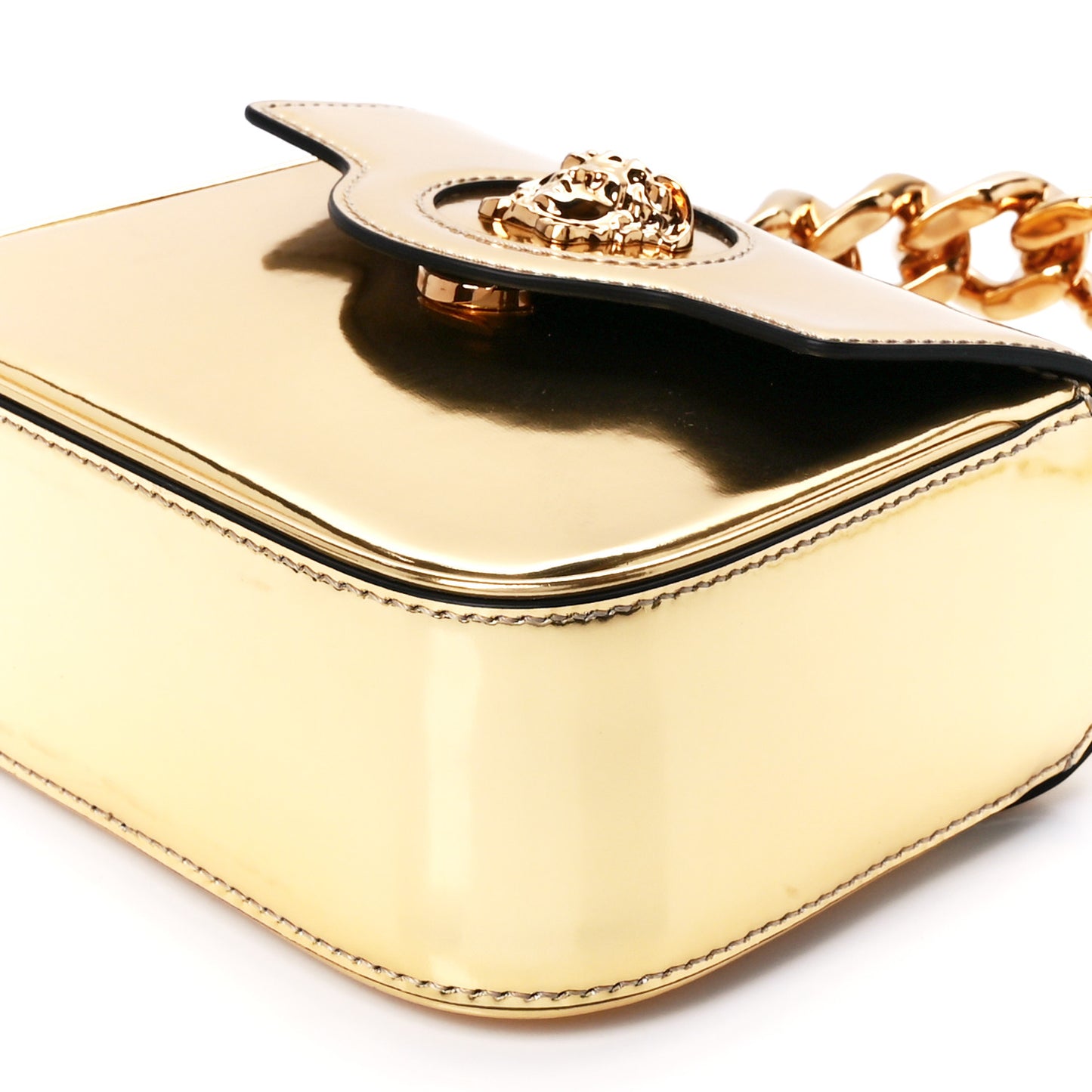 Metallic Calfskin Mini La Medusa Bag Gold