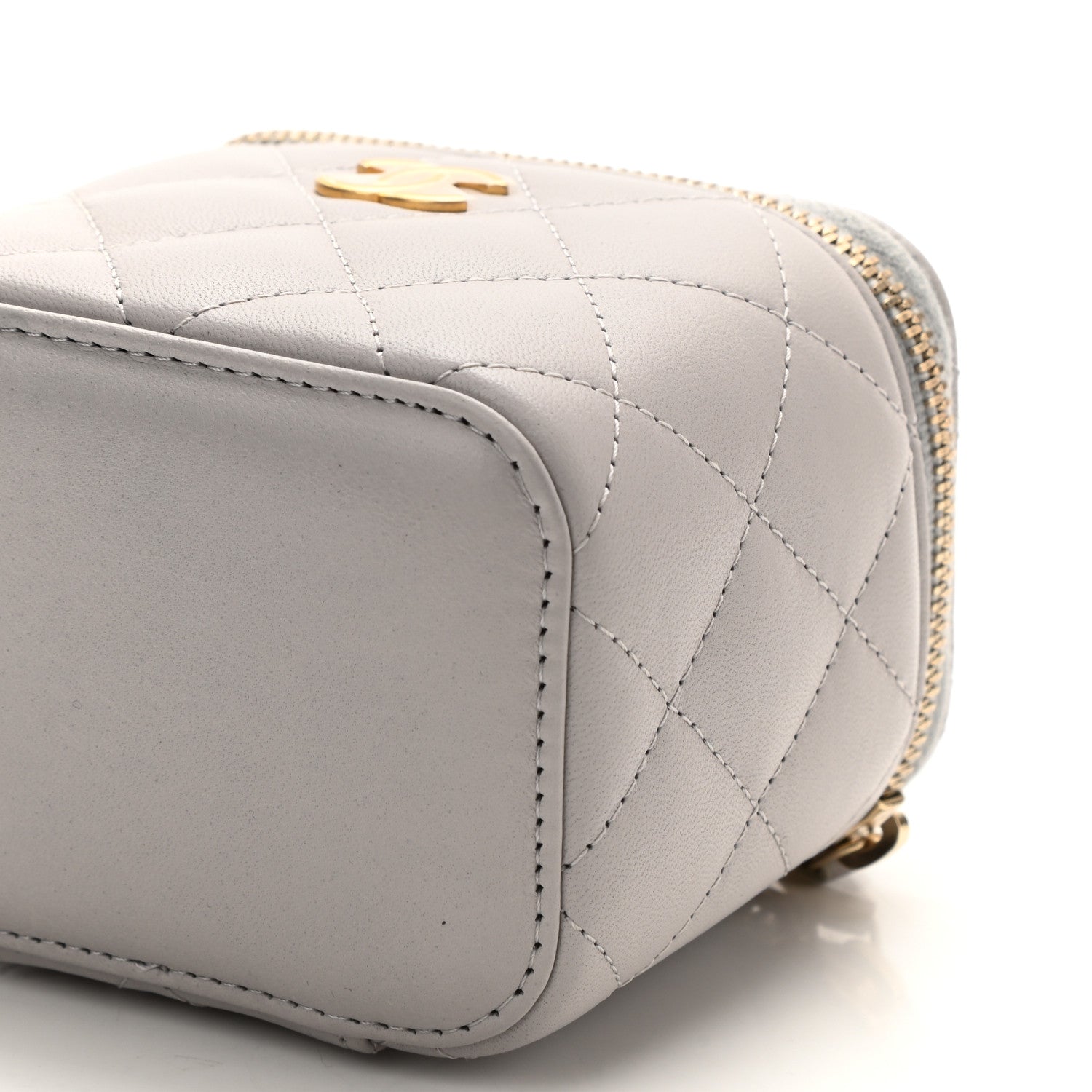 Chanel Lambskin Quilted Top Handle Mini Vanity Case With Chain Grey 11 of 12