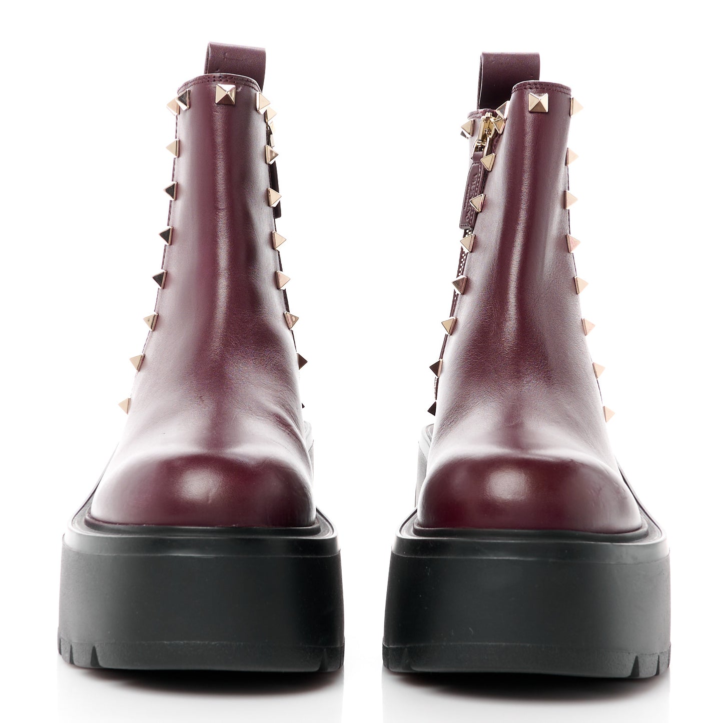 Calfskin Rockstud VLOGO Uniqueform Chelsea 55/85mm Flatform Ankle Boots 37 Rubin Black