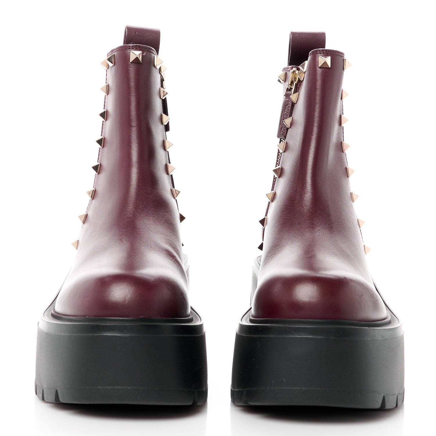 Valentino Garavani Calfskin Rockstud VLOGO Uniqueform Chelsea 55/85mm Flatform Ankle Boots 37 Rubin Black 2 of 10