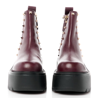 Valentino Garavani Calfskin Rockstud VLOGO Uniqueform Chelsea 55/85mm Flatform Ankle Boots 37 Rubin Black 2 of 10