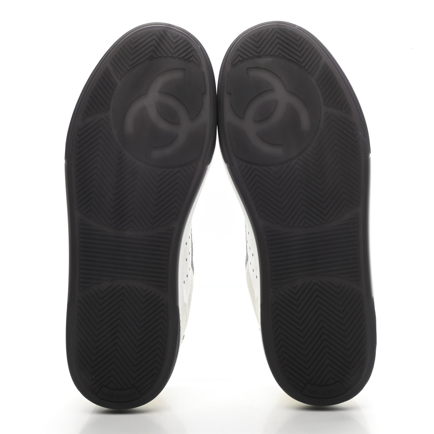 Grained Calfskin Fabric Womens Logo Sneakers 37 White Black